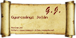 Gyurcsányi Jolán névjegykártya