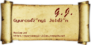 Gyurcsányi Jolán névjegykártya